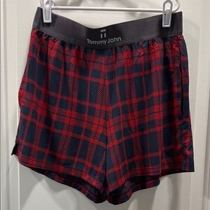 Women’s Tommy John Red and Navy Women’s Plaid Shorts